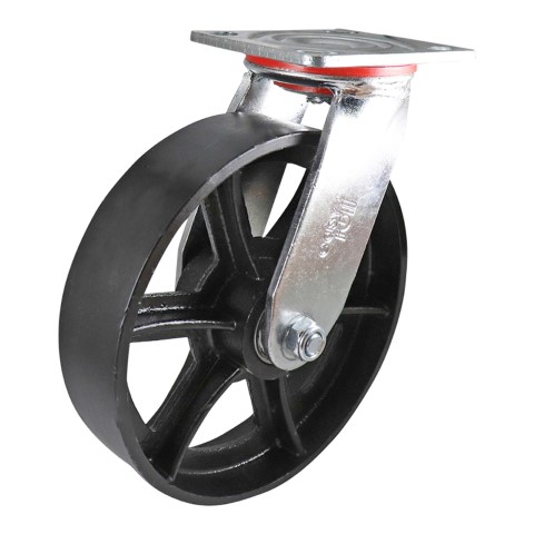 CASTOR - 200MM X 60MM SWIVEL CAST IRON WHEEL 